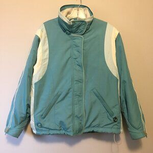 Powder Room Retro Two Tone Blue Snowboarding Jacket Small